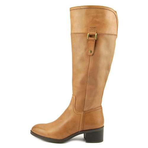 Franco Sarto Lizbeth Wide Calf Women Round Toe Leather Brown Knee High Boot